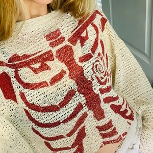 Red Skeleton Rose Sweater